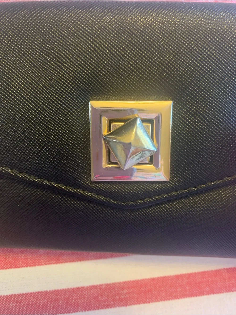 Nine West Black Envelope Wallet with Gold Closure